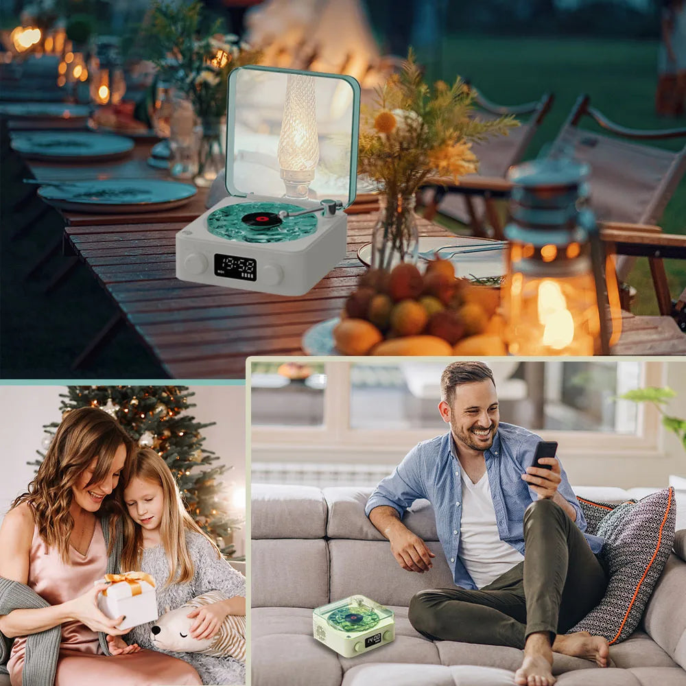 Retro Record Player Night Light with Bluetooth Speaker & White Noise Sleep Aid,RGB Mood Light for Relaxing Bedroom Nursery Decor