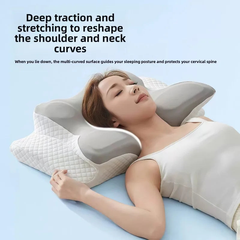 Butterfly Shape Memory Foam Pillow Ergonomic Design for Neck Pain Relief Back Side Sleepers Cervical Pillow Sleep Relaxation