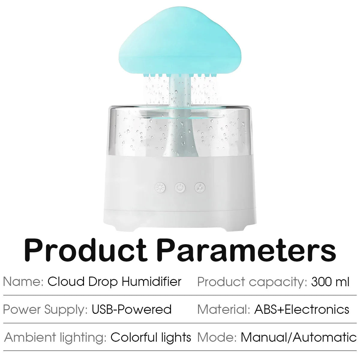 300ml USB Electric Aroma Diffuser Cloud-Shaped Colorful Ambient Light 3-Level Gradient Color Lighting Home Room Humidifier