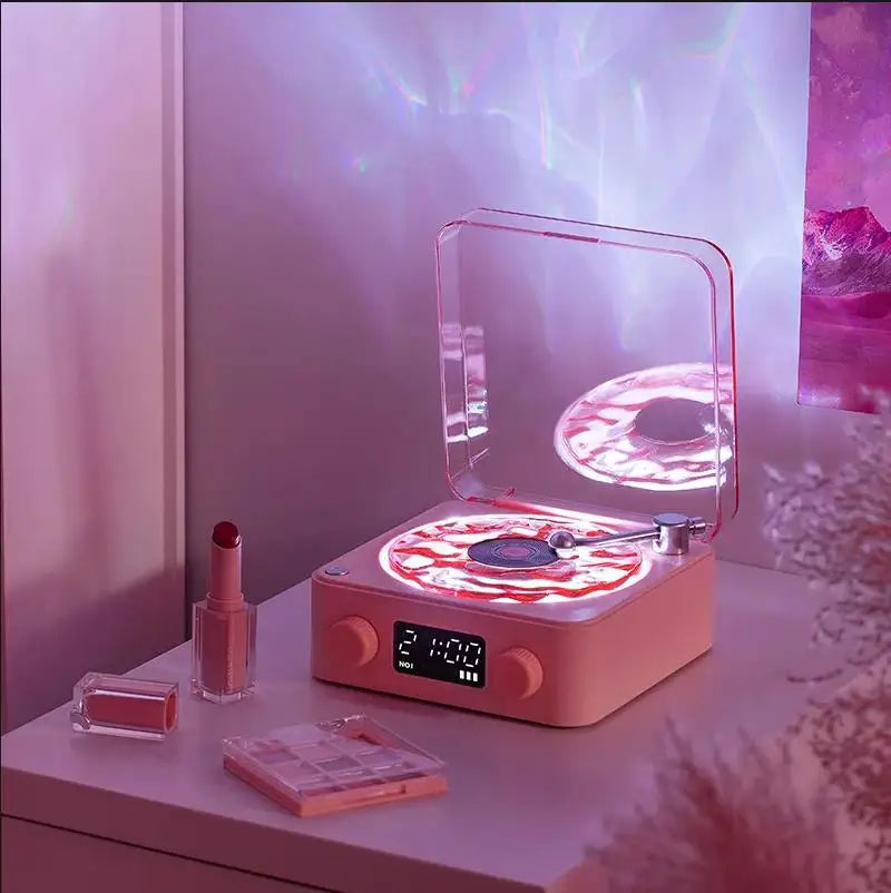 Retro Record Player Night Light with Bluetooth Speaker & White Noise Sleep Aid,RGB Mood Light for Relaxing Bedroom Nursery Decor