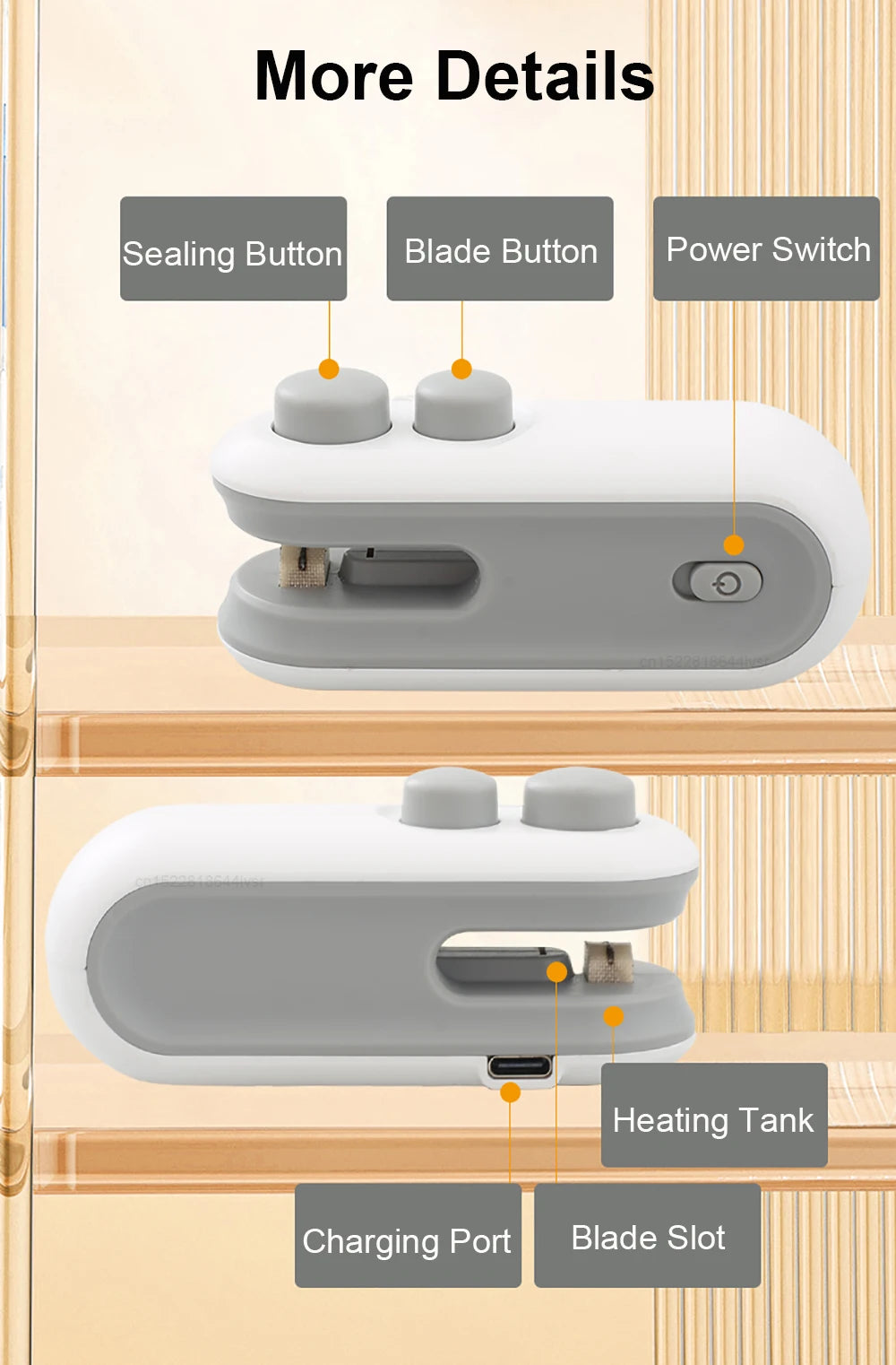 Mini Heat Bag Sealer Rechargeable Food Packaging Heat Sealer Handheld Plastic Bag Sealing Machine Food Package Clip Bag Sealer
