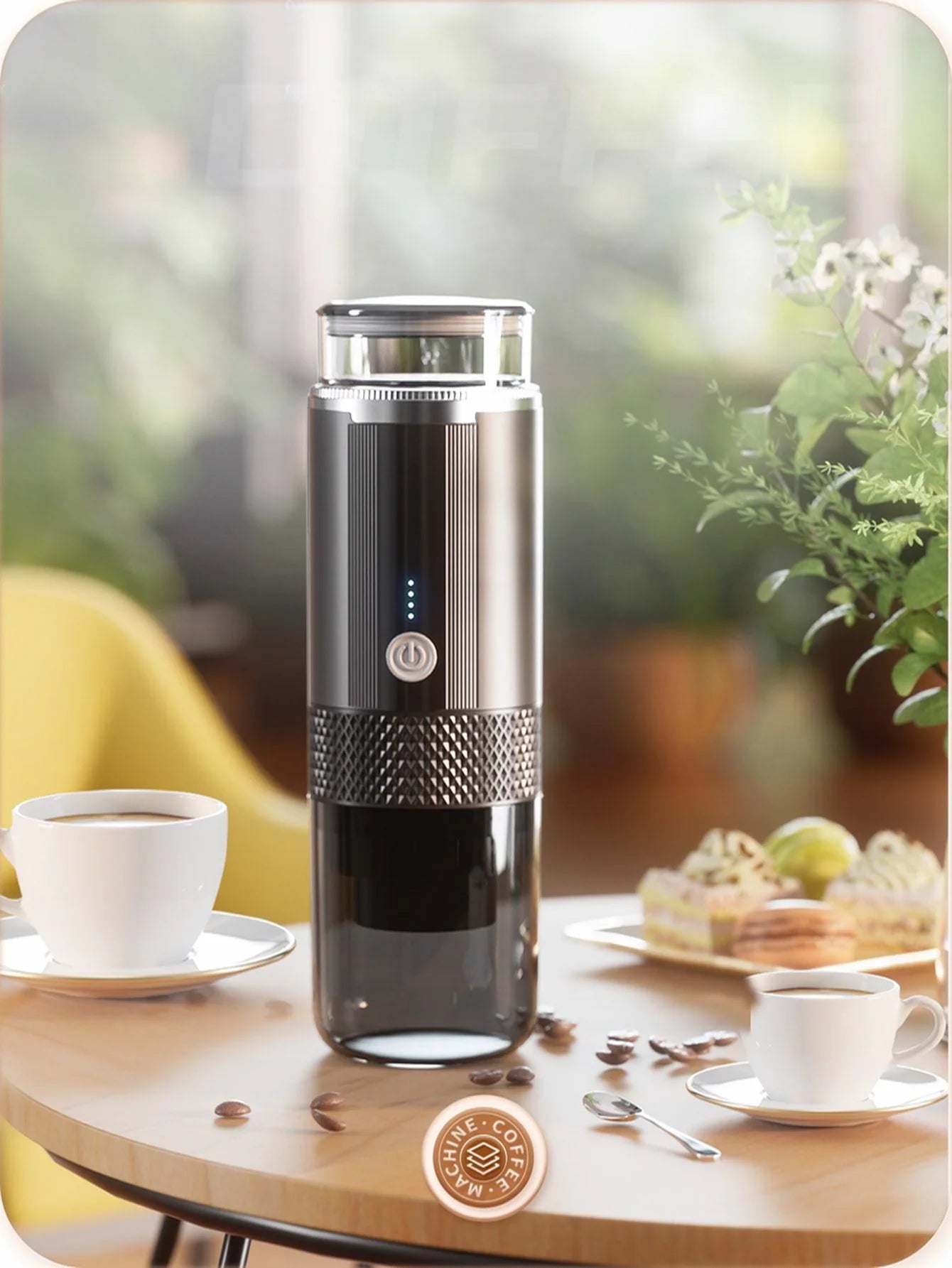 Portable Capsule Coffee Machine with 2-in-1 Design, One-Touch Dual Extraction, Compatible with Tea and Coffee Capsules, Essential for Car, Home, and Travel, Recommended for Office and Camping