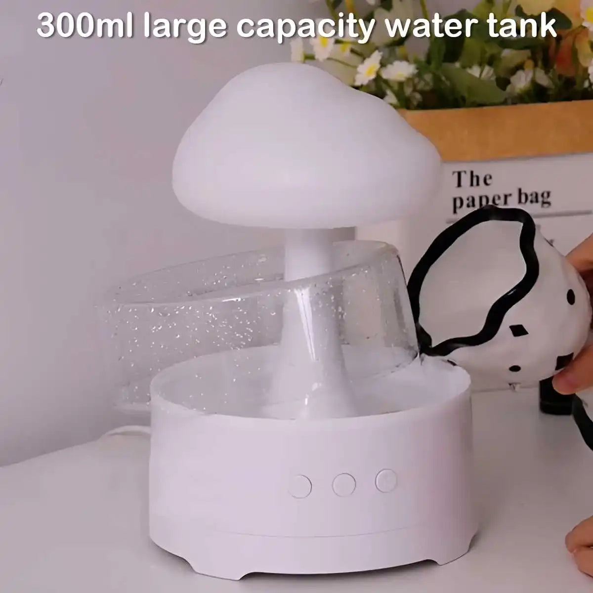 300ml USB Electric Aroma Diffuser Cloud-Shaped Colorful Ambient Light 3-Level Gradient Color Lighting Home Room Humidifier