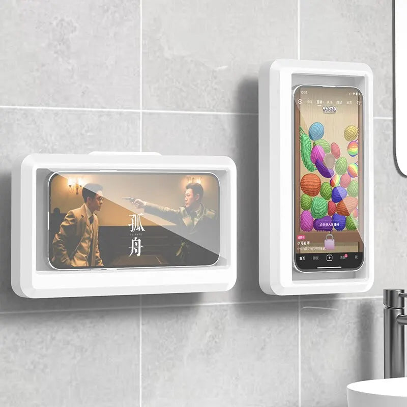 Fixed Shower Phone Holder 360° Rotation Waterproof Anti-fog Mobile Phone Stand Touched Smart Phone Bracket For Bathroom Shower