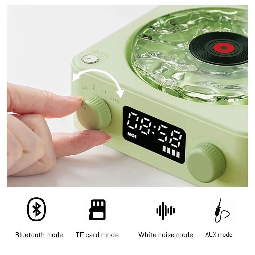 Retro Record Player Night Light with Bluetooth Speaker & White Noise Sleep Aid,RGB Mood Light for Relaxing Bedroom Nursery Decor
