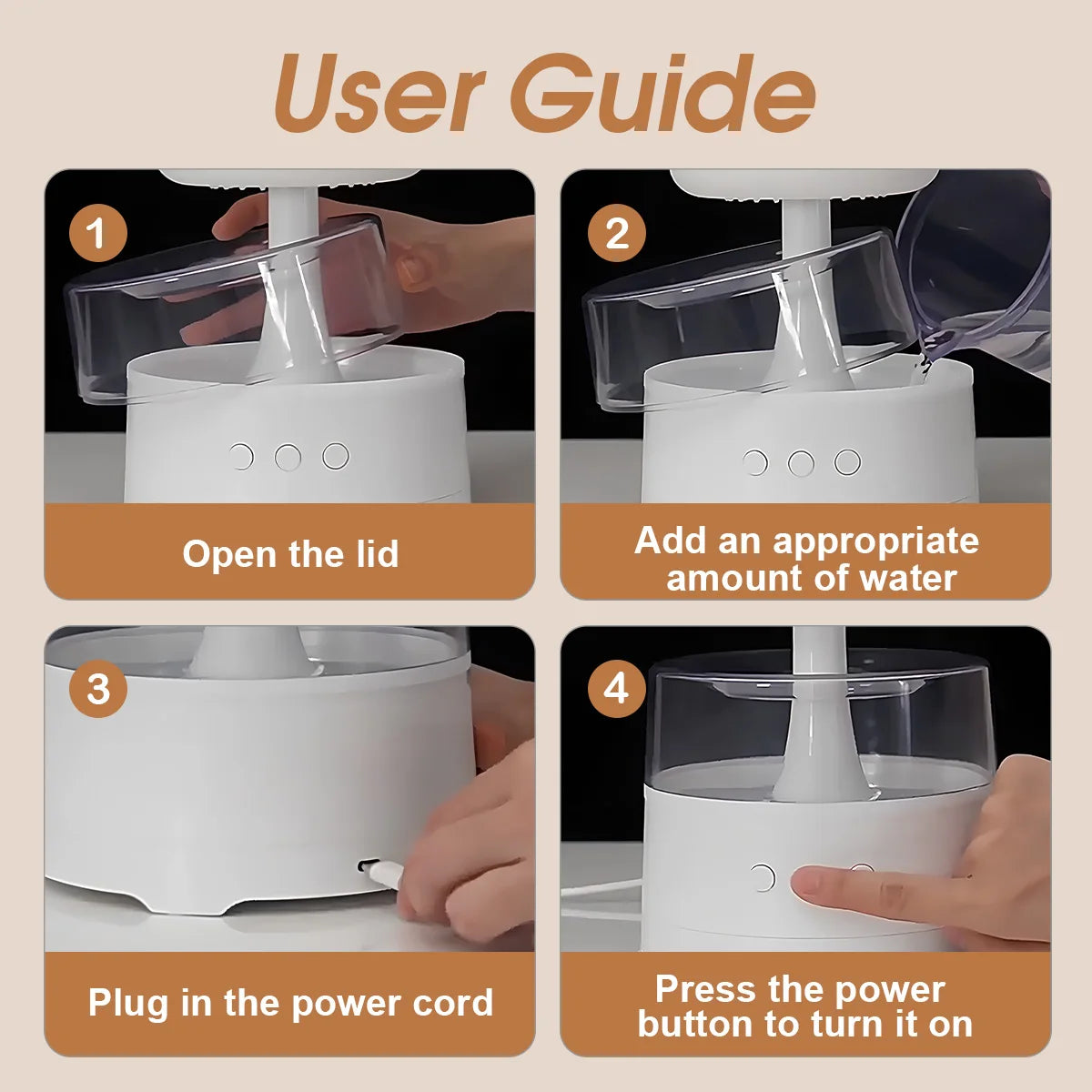 300ml USB Electric Aroma Diffuser Cloud-Shaped Colorful Ambient Light 3-Level Gradient Color Lighting Home Room Humidifier