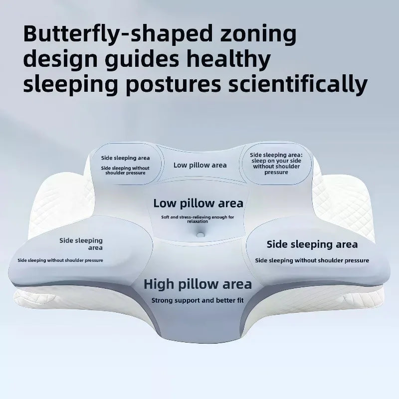 Butterfly Shape Memory Foam Pillow Ergonomic Design for Neck Pain Relief Back Side Sleepers Cervical Pillow Sleep Relaxation