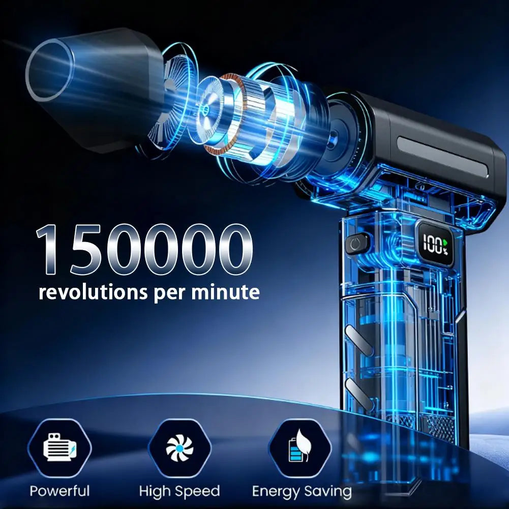 Powerful Violent Fan 150000RPM Mini Turbo Fan 5-Speed Handheld Portable Dust Blower Electric Dryer Screen Display for Car Comput