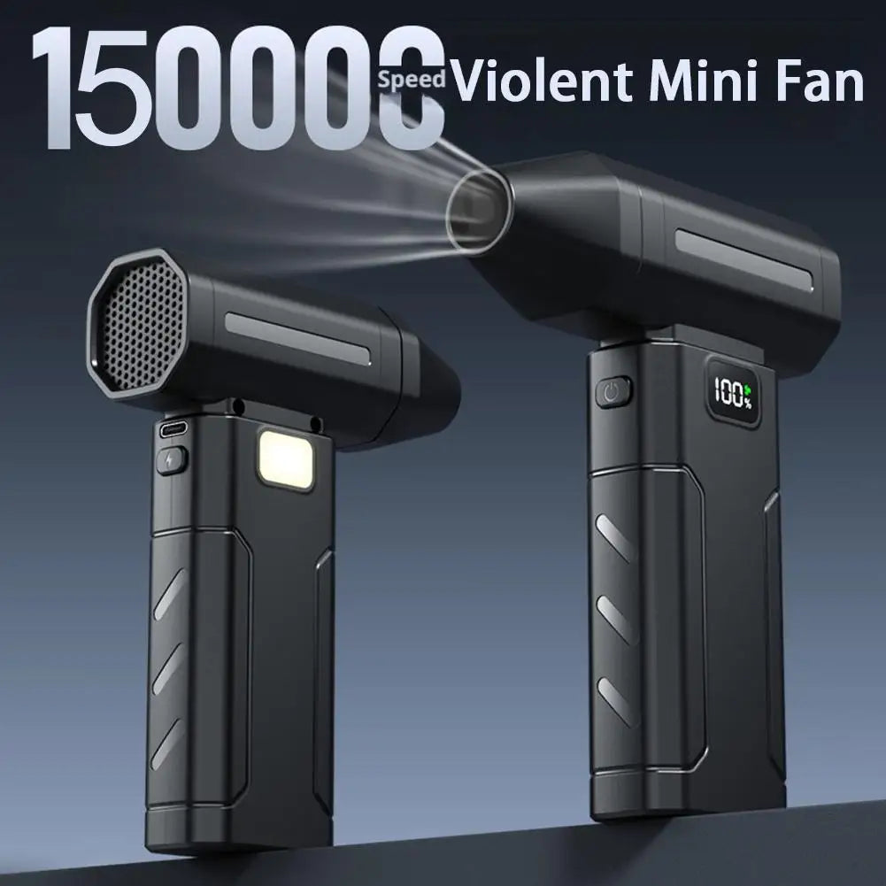 Powerful Violent Fan 150000RPM Mini Turbo Fan 5-Speed Handheld Portable Dust Blower Electric Dryer Screen Display for Car Comput