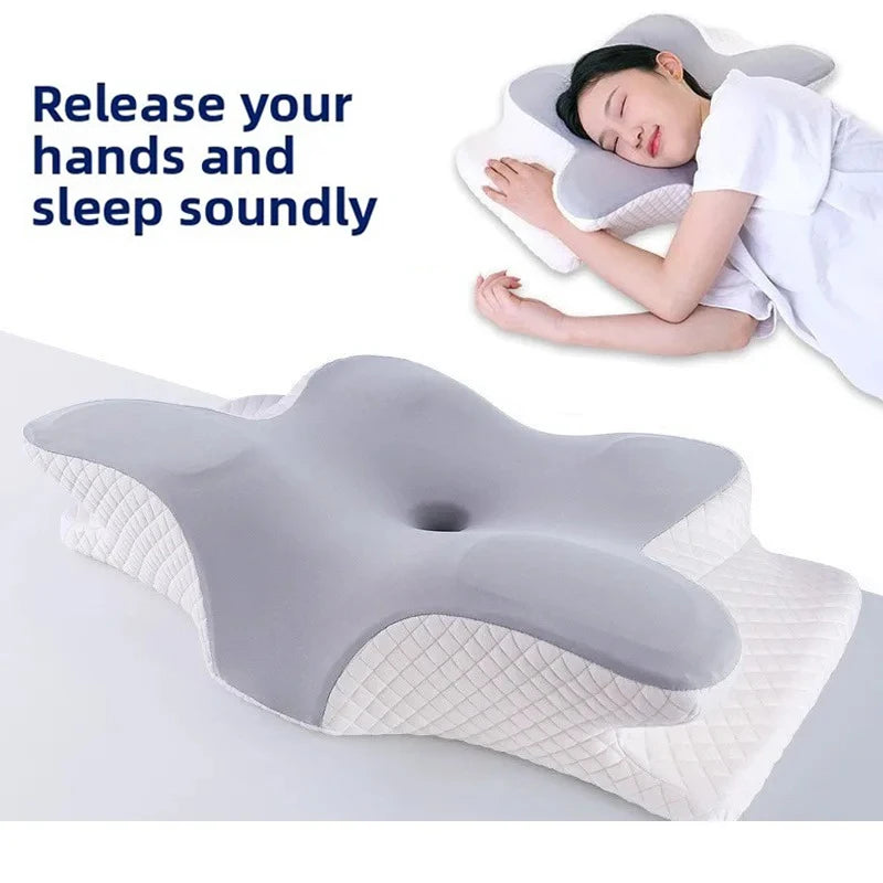 Butterfly Shape Memory Foam Pillow Ergonomic Design for Neck Pain Relief Back Side Sleepers Cervical Pillow Sleep Relaxation