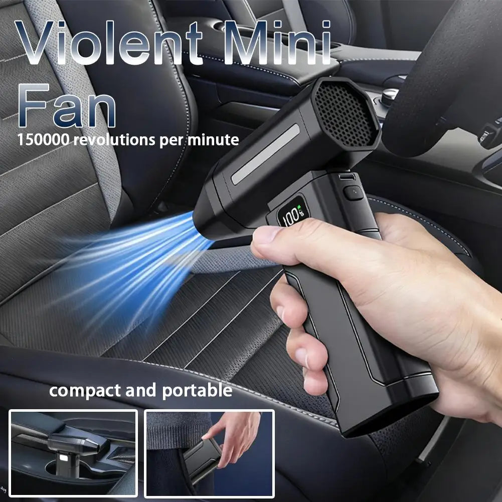 Powerful Violent Fan 150000RPM Mini Turbo Fan 5-Speed Handheld Portable Dust Blower Electric Dryer Screen Display for Car Comput