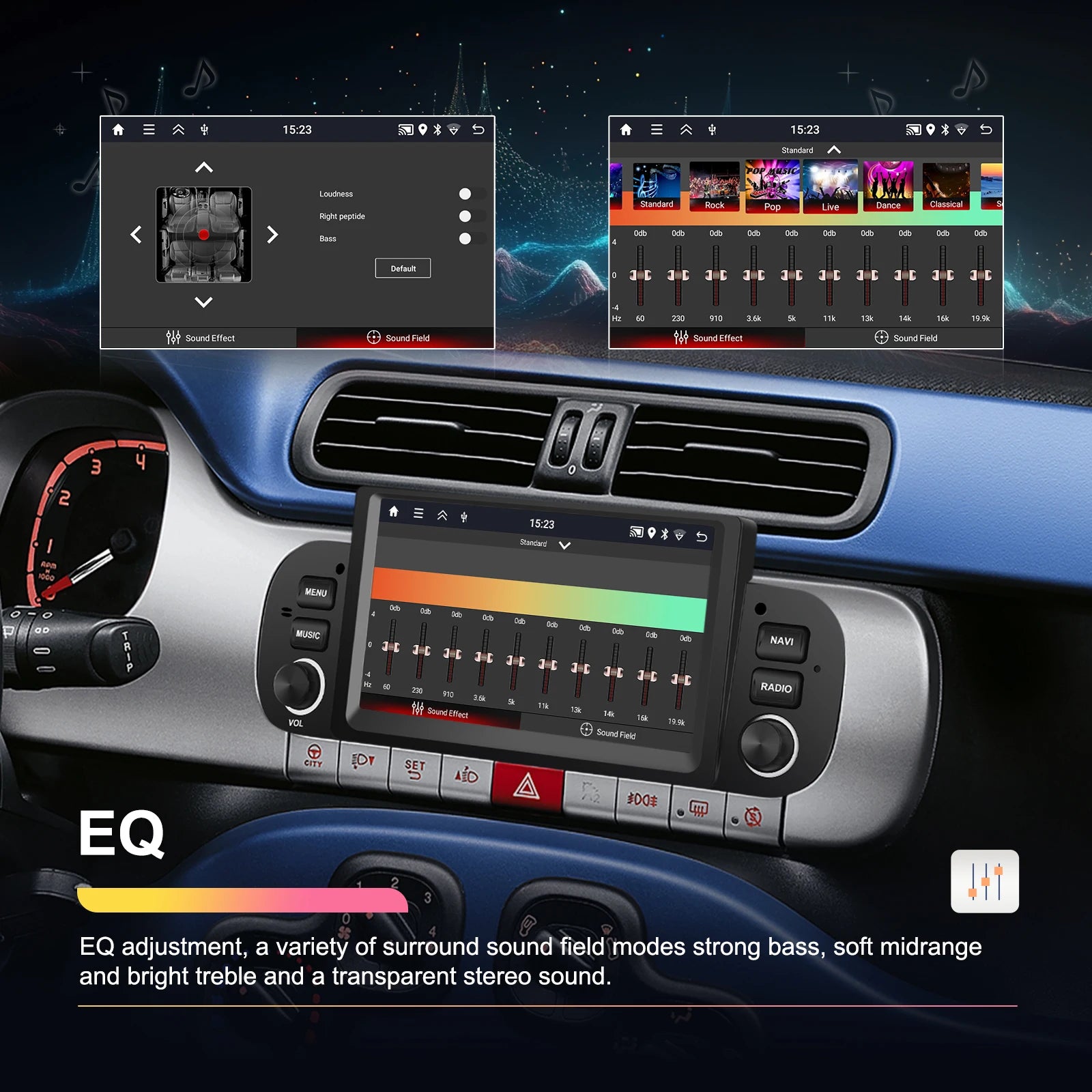 Podofo 6.2'' CarPlay Android Auto Car Stereo Radio 2+64G Multimedia Player With FM GPS Bluetooth WIFI For FIAT PANDA 2013-2020