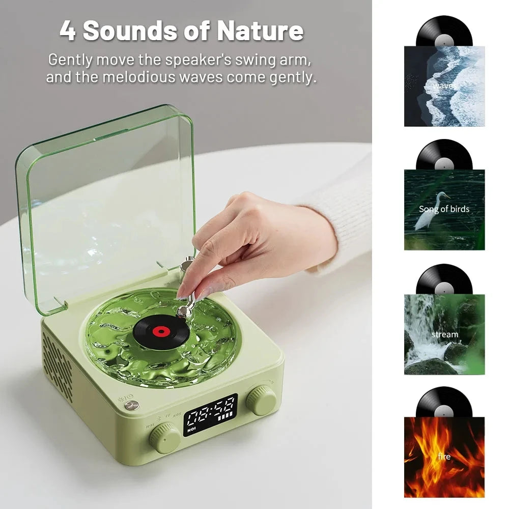 Retro Record Player Night Light with Bluetooth Speaker & White Noise Sleep Aid,RGB Mood Light for Relaxing Bedroom Nursery Decor