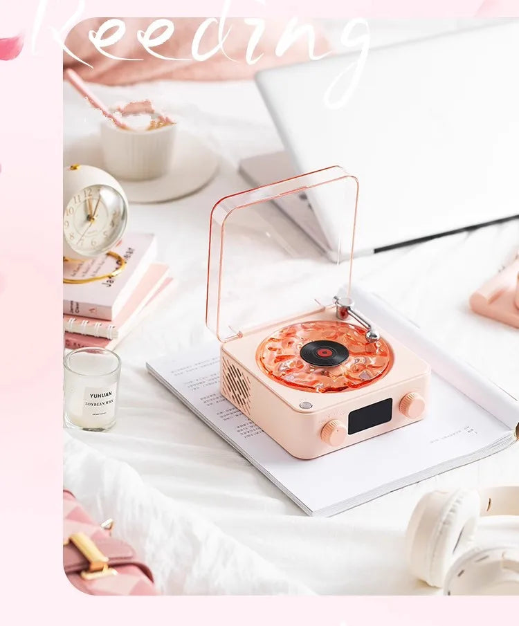 Retro Record Player Night Light with Bluetooth Speaker & White Noise Sleep Aid,RGB Mood Light for Relaxing Bedroom Nursery Decor