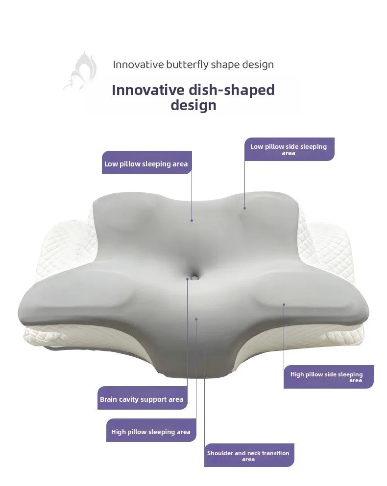 Butterfly Shape Memory Foam Pillow Ergonomic Design for Neck Pain Relief Back Side Sleepers Cervical Pillow Sleep Relaxation