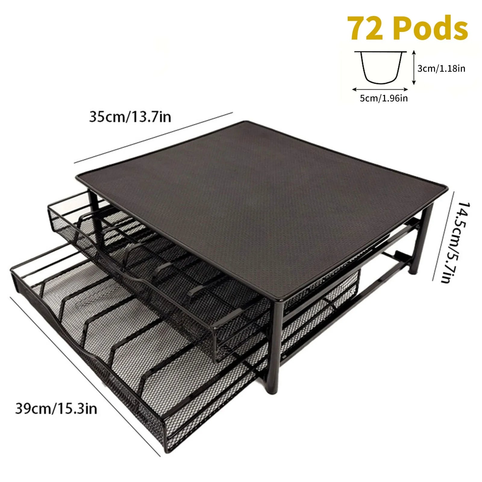 Dolce Gusto Coffee Capsule Holder 72 Pods Double Drawer Metal Storage Organizer with Coffee Machine Stand for Kitchen Office