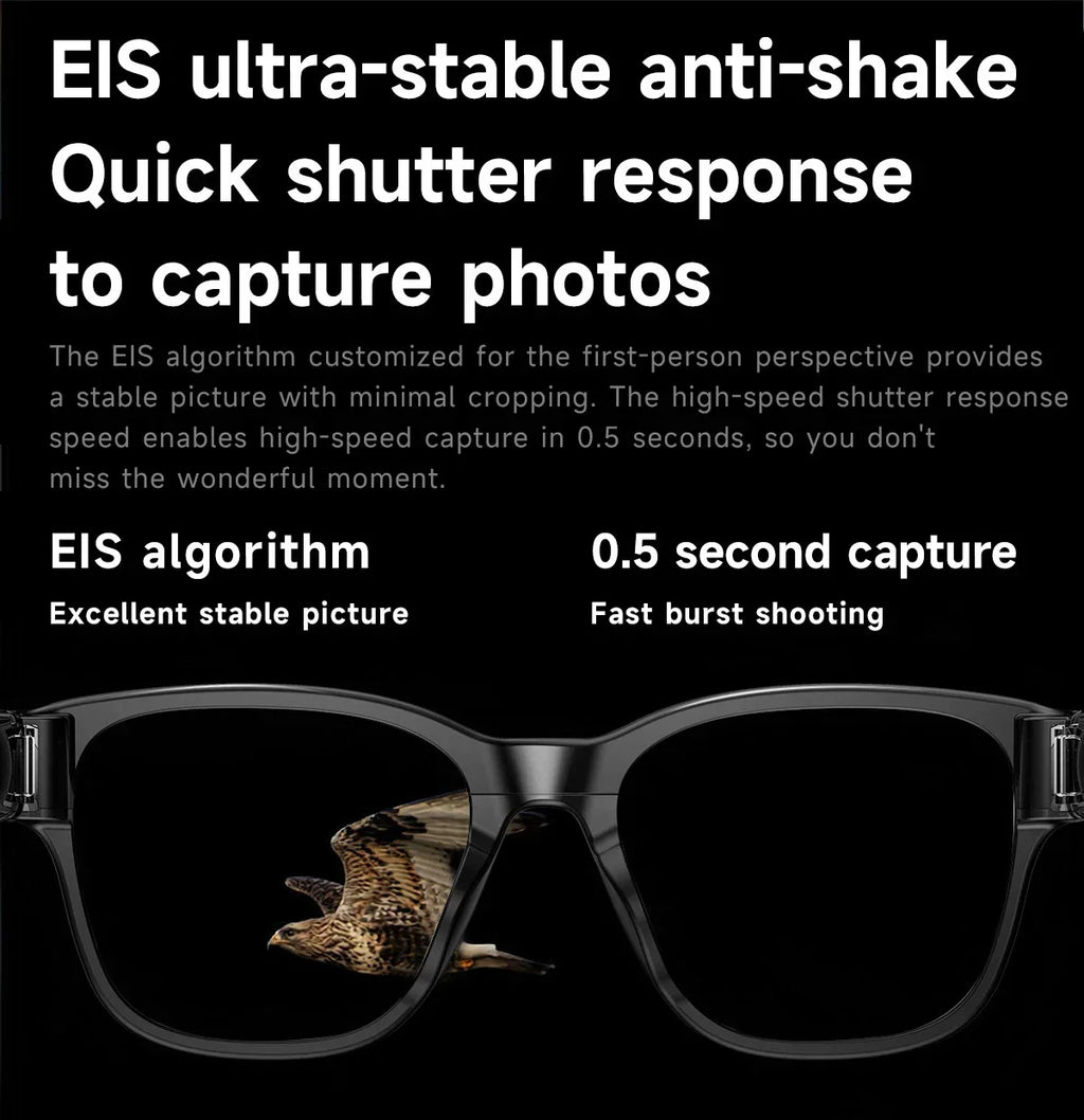 Lenovo 100MP Camera 8K HD Smart Glasses Chat GPT 260mAh Battery Bluetooth Call Voice Assistant Control Smart Glasses for Men