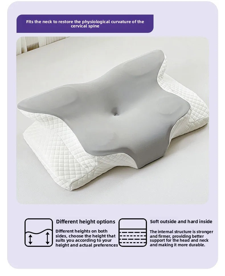 Butterfly Shape Memory Foam Pillow Ergonomic Design for Neck Pain Relief Back Side Sleepers Cervical Pillow Sleep Relaxation