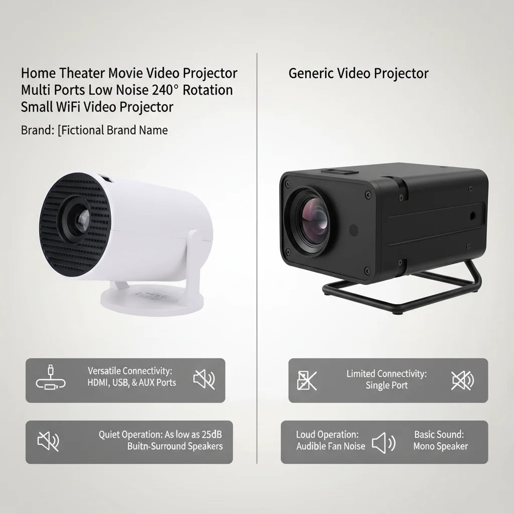Portable Projector Projector Home Theater Movie Video Projector Multi Ports Low Noise 240° Rotation Small WiFi Video Projector