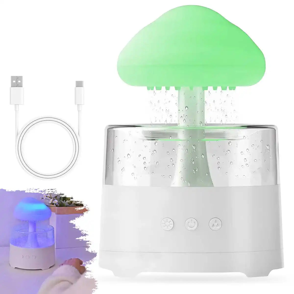 300ml USB Electric Aroma Diffuser Cloud-Shaped Colorful Ambient Light 3-Level Gradient Color Lighting Home Room Humidifier