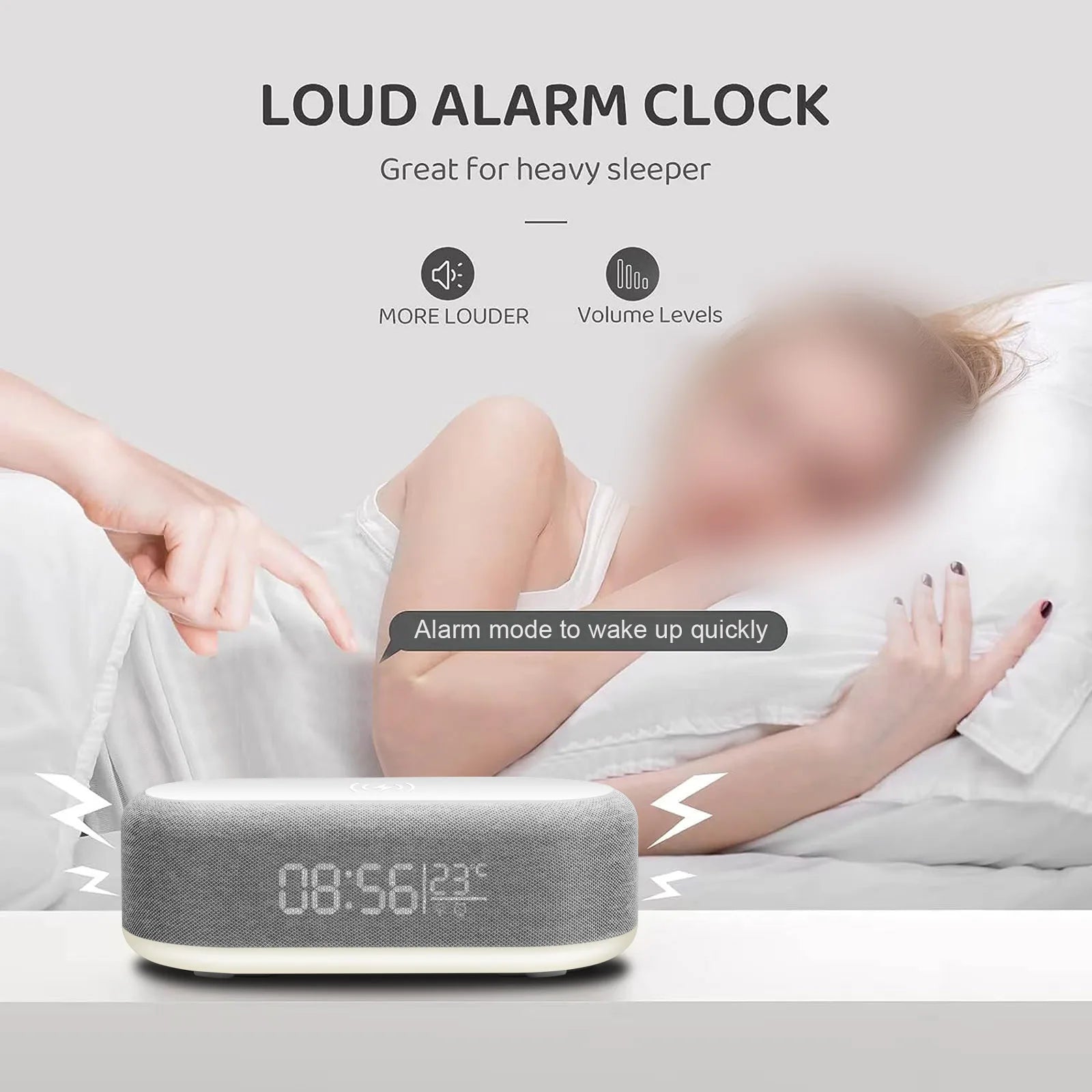 Fast Wireless Charger Alarm Clock Time LED Light Thermometer for iPhone 16 15 14 13 12 Charging Dock Station for Samsung S24 S23
