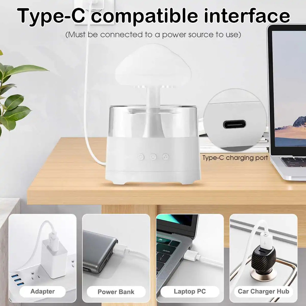 300ml USB Electric Aroma Diffuser Cloud-Shaped Colorful Ambient Light 3-Level Gradient Color Lighting Home Room Humidifier