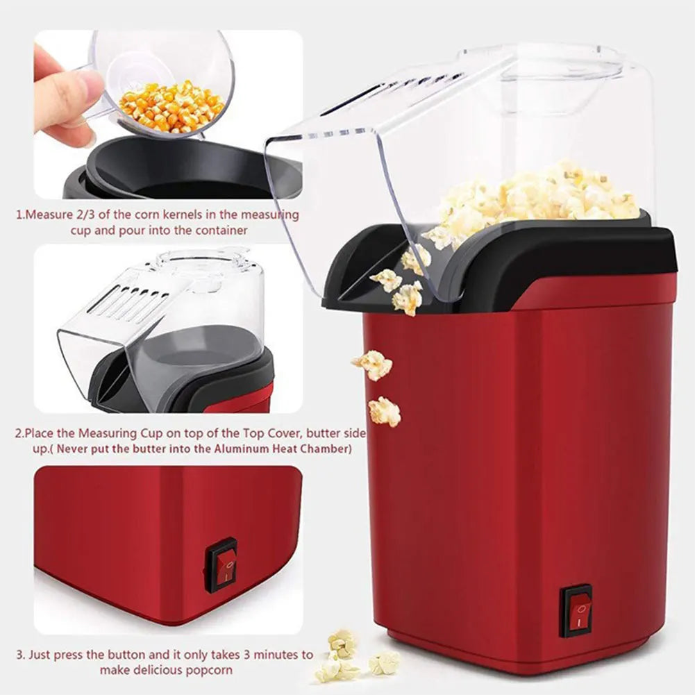 HOMEFISH Mini Electric Popcorn Machine Fully Automatic High Popping Rate Air Popper for Home Kitchen