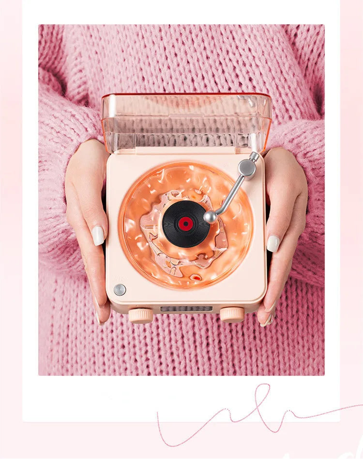 Retro Record Player Night Light with Bluetooth Speaker & White Noise Sleep Aid,RGB Mood Light for Relaxing Bedroom Nursery Decor