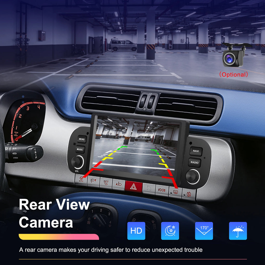 Podofo 6.2'' CarPlay Android Auto Car Stereo Radio 2+64G Multimedia Player With FM GPS Bluetooth WIFI For FIAT PANDA 2013-2020