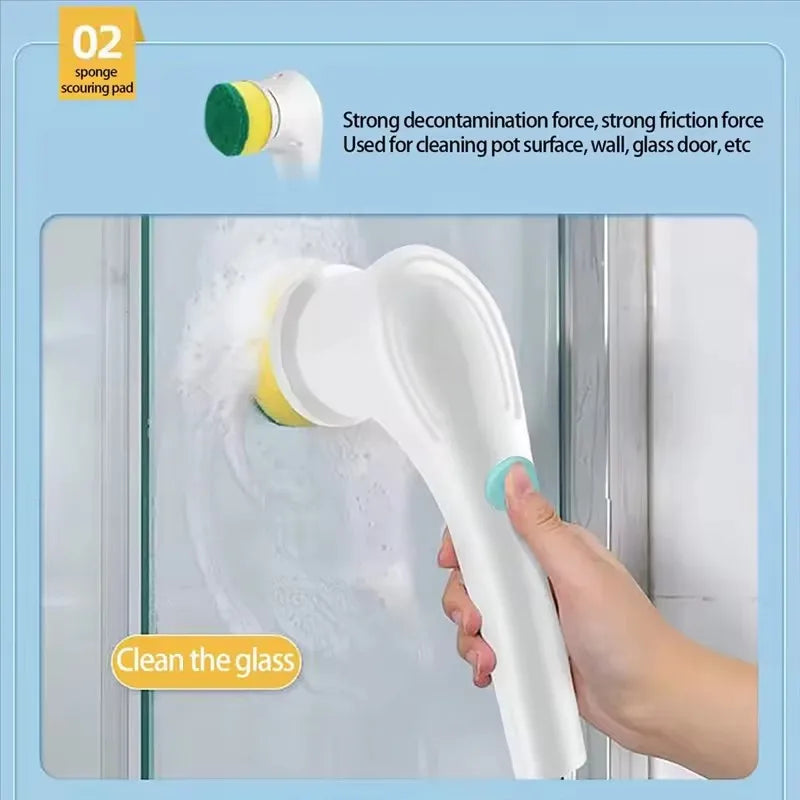 Electric Spin Cleaning Brush with 5 PCS Heads Wireless Handheld Scrubber Suitable Scrub Brush for Bathroom Kitchen Bathtub Tile