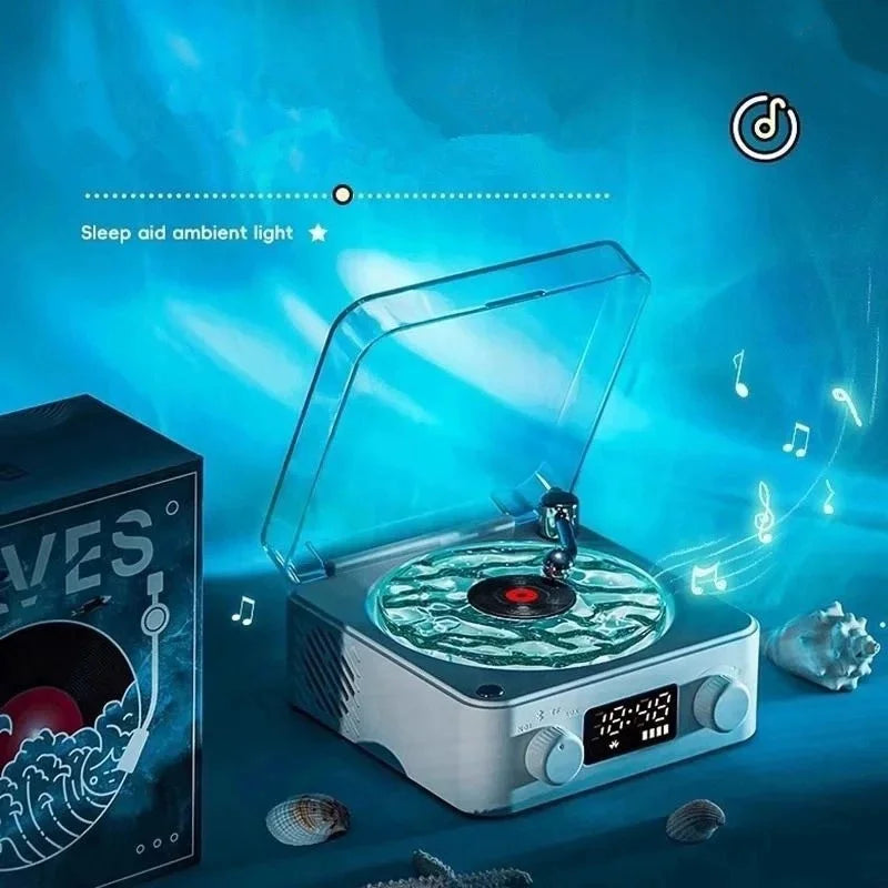 Retro Record Player Night Light with Bluetooth Speaker & White Noise Sleep Aid,RGB Mood Light for Relaxing Bedroom Nursery Decor